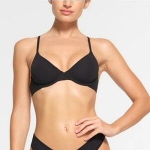 Skims Cotton Jersey Underwire T Shirt BRA Soot Black 34C NWT